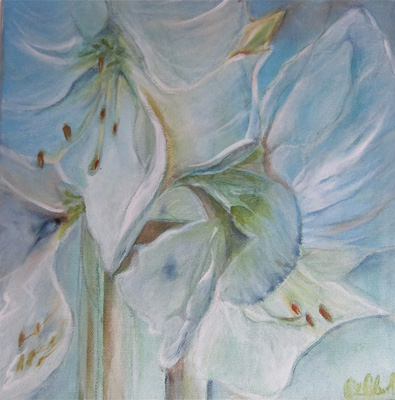 Amaryllis 3, 2014, 40x40, Öl und Ölpastell