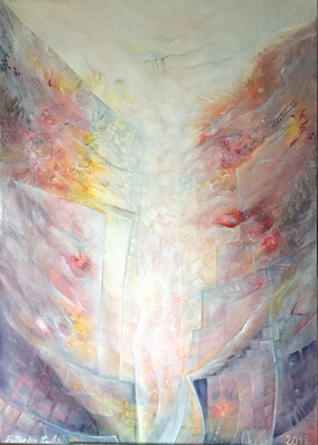 Fallendes Licht, 100 cm x 140 cm, 2019, Öl und Tuschen auf Leinwand 